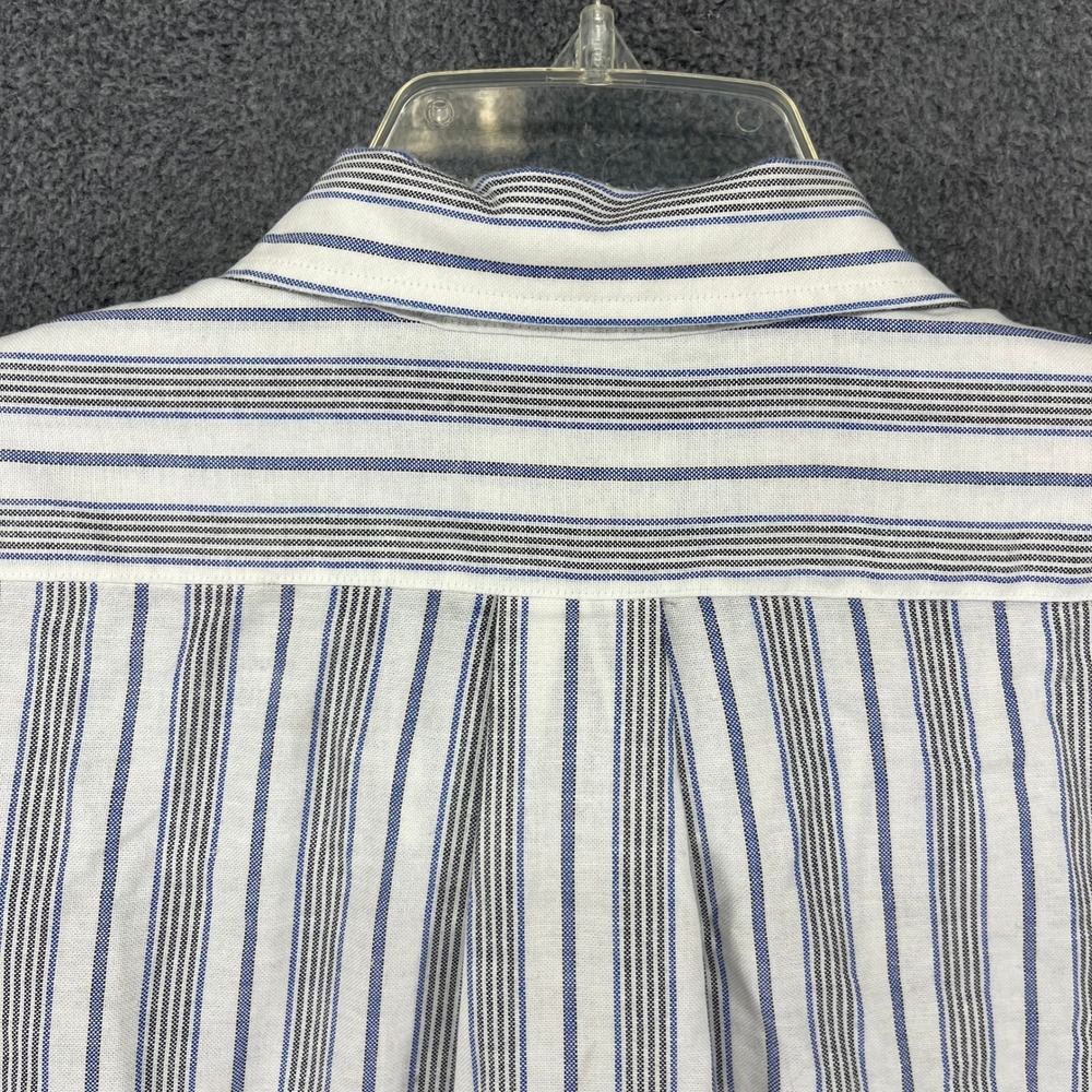 The Arrow Company Button Down Mens 17.5 32/33 White Blue Striped Oxford Shirt - Picture 12 of 15